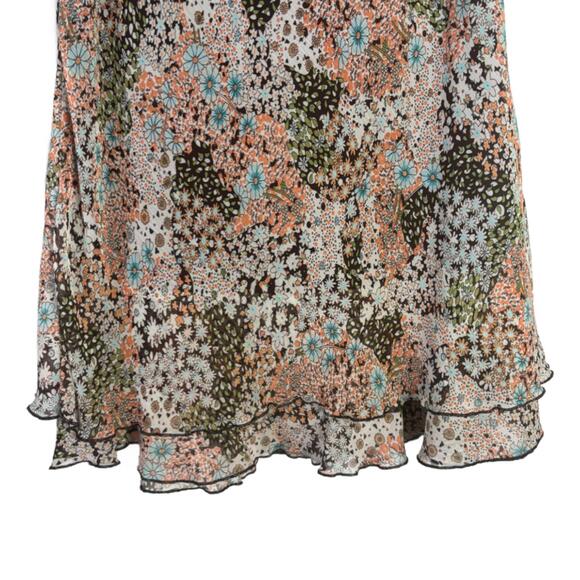 Y2K Briggs New York Women's Sz L Brown Chiffon Floral Skirt(1970) - Picture 4 of 6